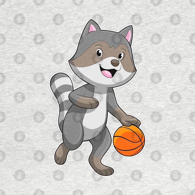 Racoon as Basketball player with Basketball by Markus Schnabel